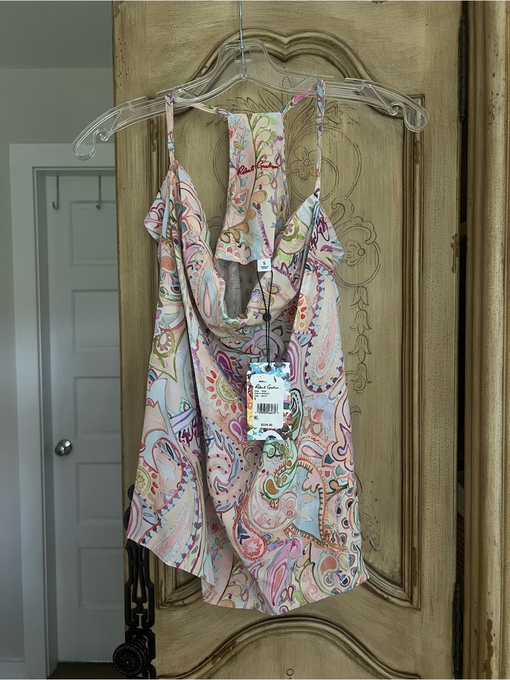 Robert Graham Colorful Paisley Cowl Neck Top